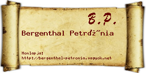 Bergenthal Petrónia névjegykártya